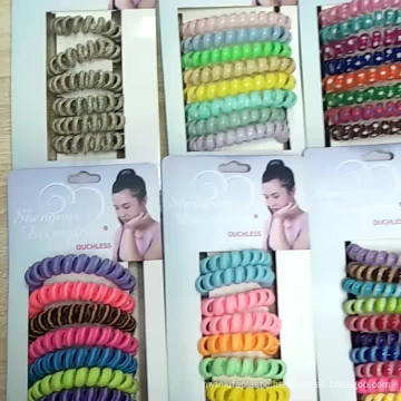 New design Transparent bead Elastic Telephone Wire Hair Tie Traceless Ponytail Holder for Women